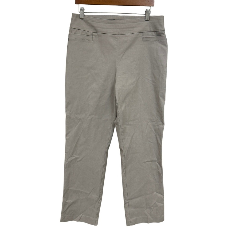 Kim Rogers Tummy Control Pants Womens 12 Short Khaki Tan Pull On Straight Leg